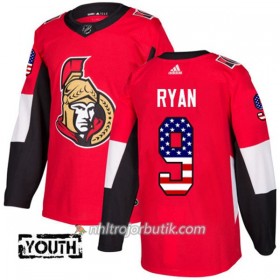 Barn Ishockey Ottawa Senators Tröja Bobby Ryan 9 Adidas 2017-2018 Röd USA Flag Fashion Authentic